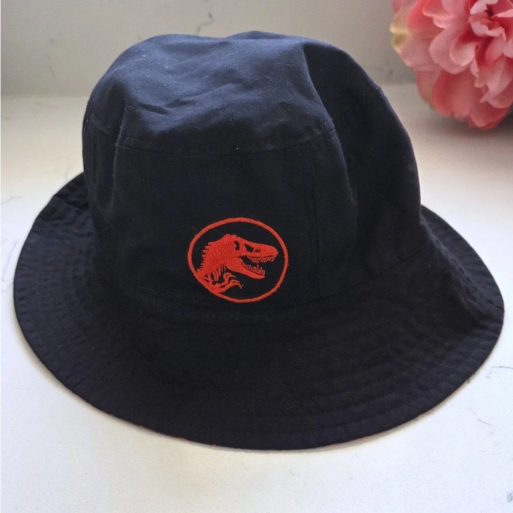 Gymboree Jurassic World Kids Reversible Bucket Hat Black Dinosaur Lava 4T-5T